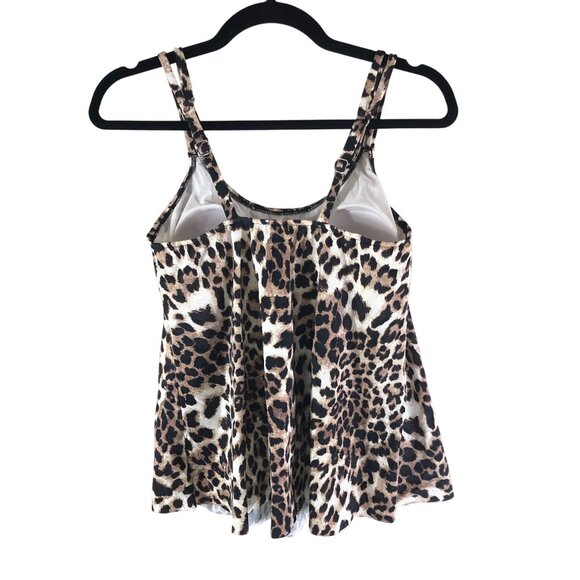 Swim Solutions Womens Tankini Swim Top Bust Support Leopard Print Brown 10 - Picture 5 of 7
